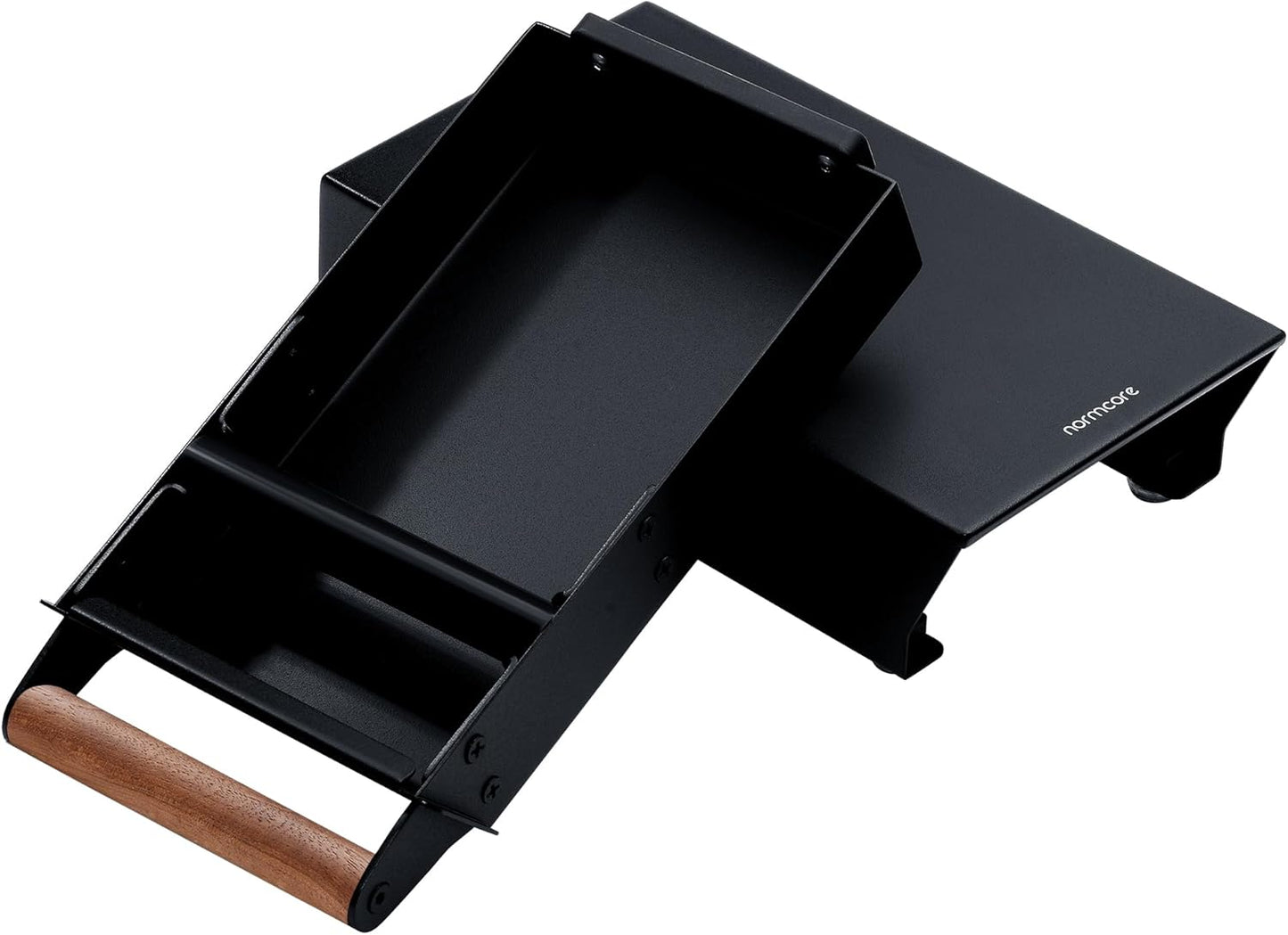 Normcore Espresso Knock Box Drawer, 304 Stainless Steel Under-Grinder Knock-Out Drawer with Walnut Wood Handle Fits Niche Zero & Fellow Ode, Shock-Absorbing Knock Bar, Size S, Matte Black