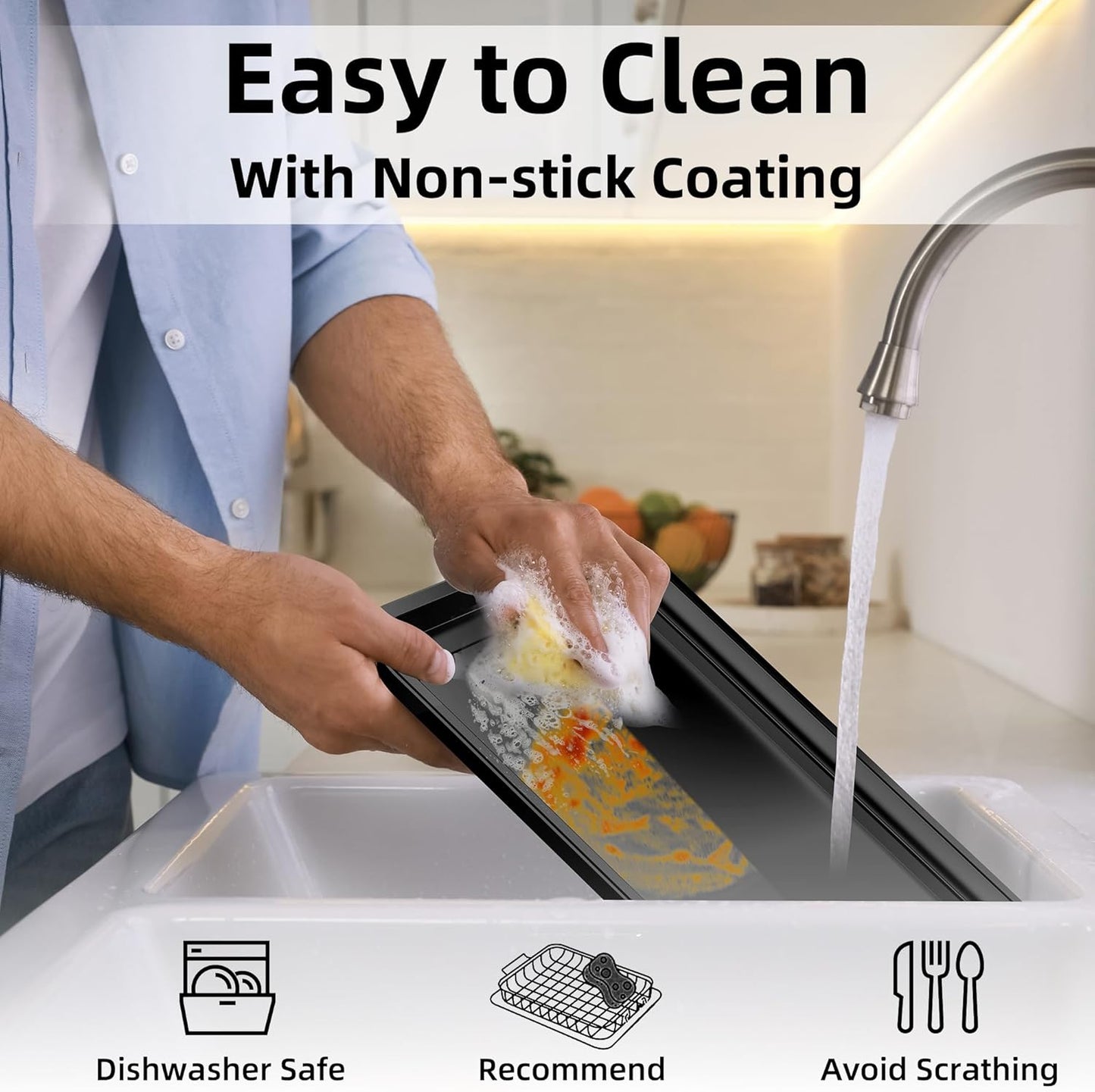 Air Fryer Basket for Oven, OPENICE 18.6" x 12.8" Air Fryer Basket and Tray Set, Extra Large Stainless Steel Air Fryer Pan Crisper Tray for Crisping Fried, Chicken, Bacon - Black