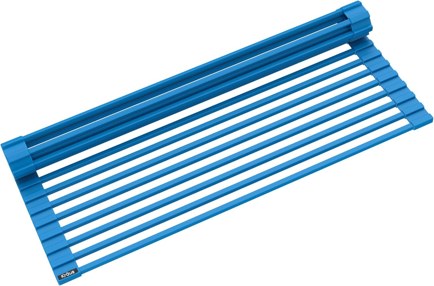 KRAUS Multipurpose Over-Sink Roll-Up Dish Drying Rack, Colander and Trivet in Aqua, KRM-10AQ