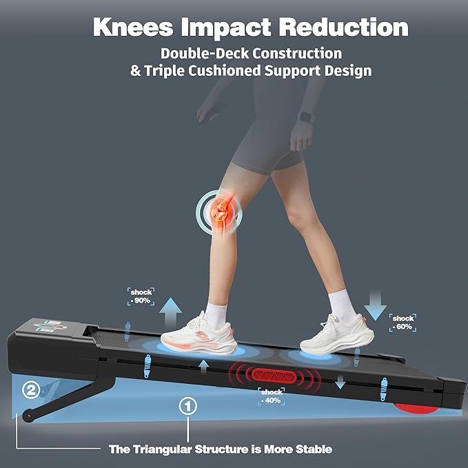 Walking Pad Treadmill with 12% 9-Level Auto Incline, 450 lbs Capacity and RGB LED Screen Under Desk Treadmill with Hiking Mode, Compact Treadmills for Home Small/Office