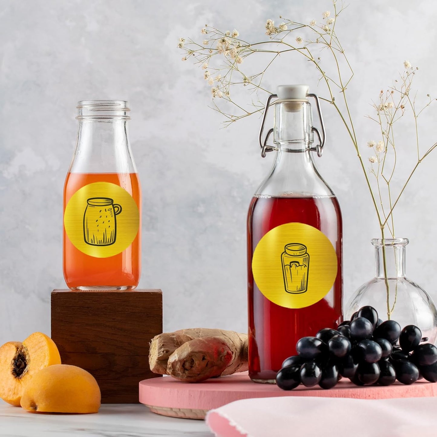 3''Holographic Thermal Label,Gold Round Self-Adhesive Direct Thermal Label,Thermal Stickers for DIY Logo Design,Name Tag(200/Roll