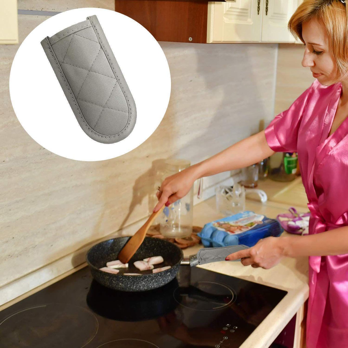 Patelai 4 Pcs Pan Handle Sleeve Covers Cast Iron Handle Cover Heat Resistant Non Slip Skillet Holder Sleeves Mitt for Kitchen Cooking Tools