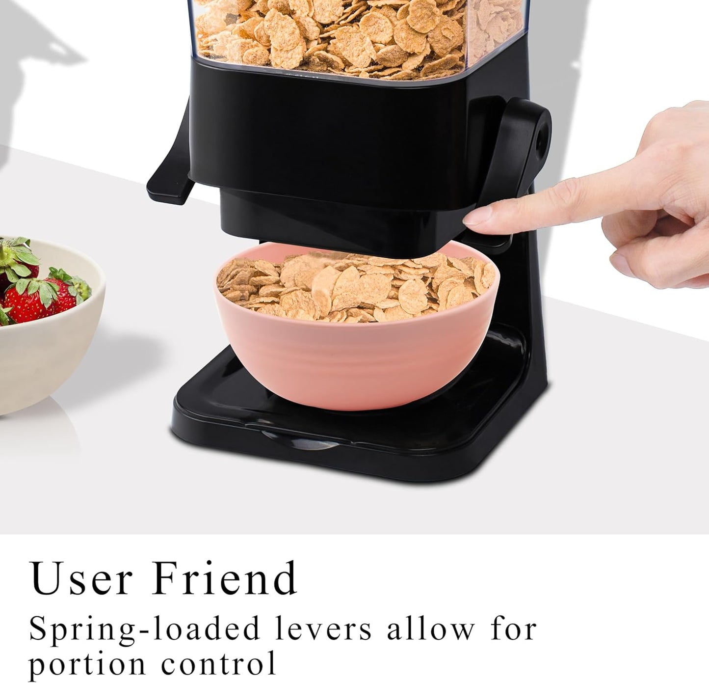 Cereal Dispenser Countertop Black 2 Pack with Bowls Spoons Cutlery Box, 5.5 QT Dry Food Dispenser Snack Organizer Containers Storage for Pantry Kitchen Organization Oatmeal Nut