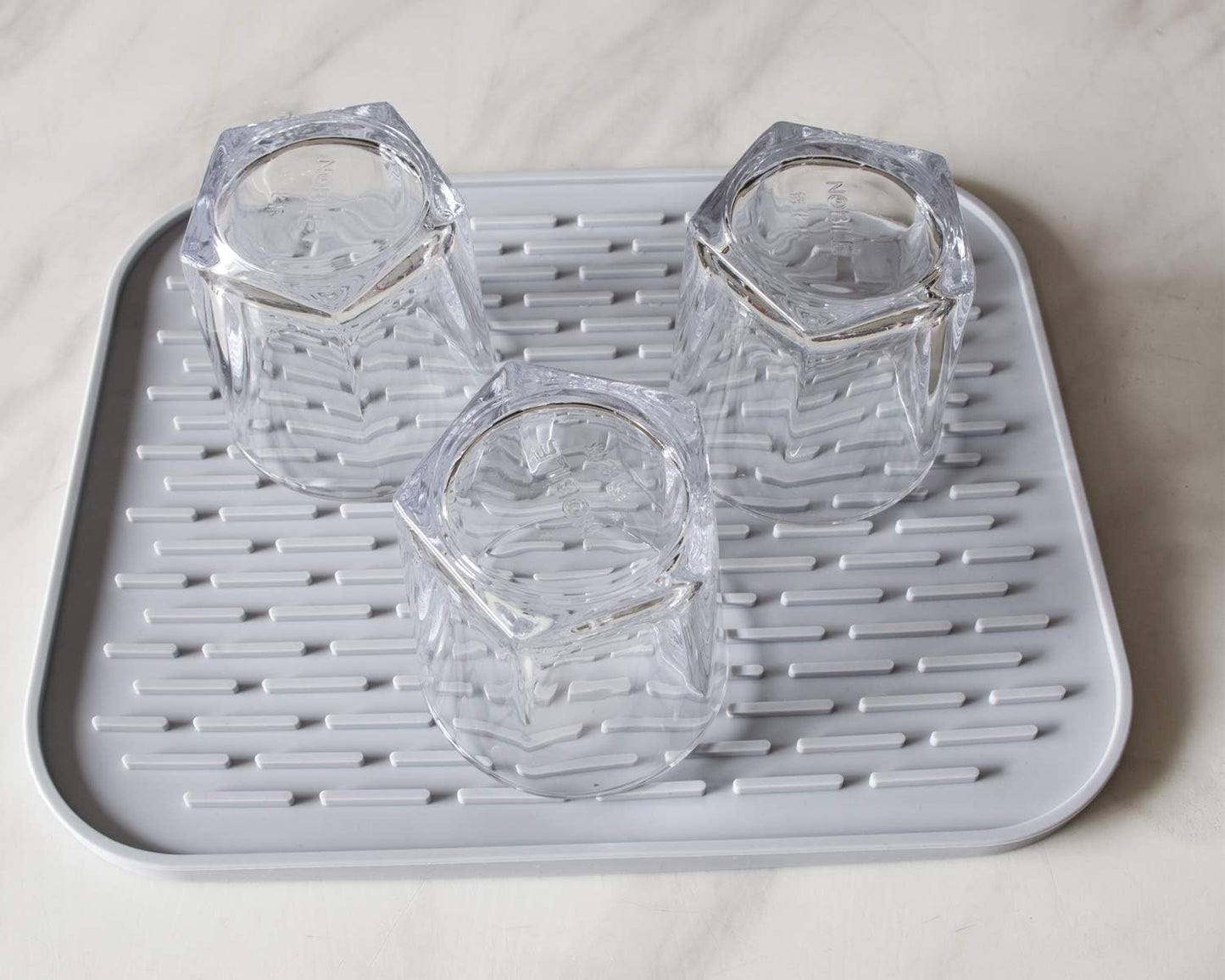 Silicone Dish Drying Mat for Multiple Usage,Easy clean,Eco-friendly,Super Sturdy Silicone Dish Drying Mat and Trivet, Dishwasher Safe, Heat Resistant (Gray, S 11.6×9.3inch)