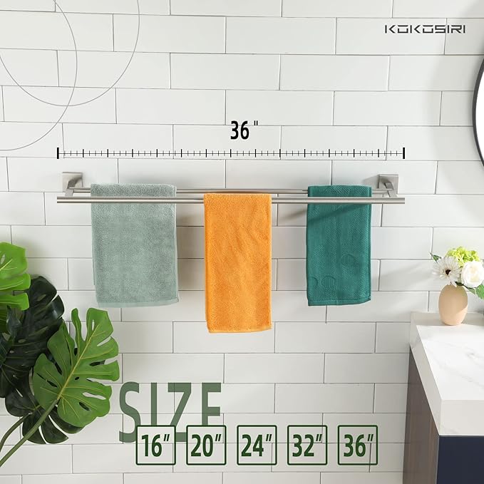 KOKOSIRI Towel Holder Bath Towel Bar with Two 36 Inch B5005BR-L36