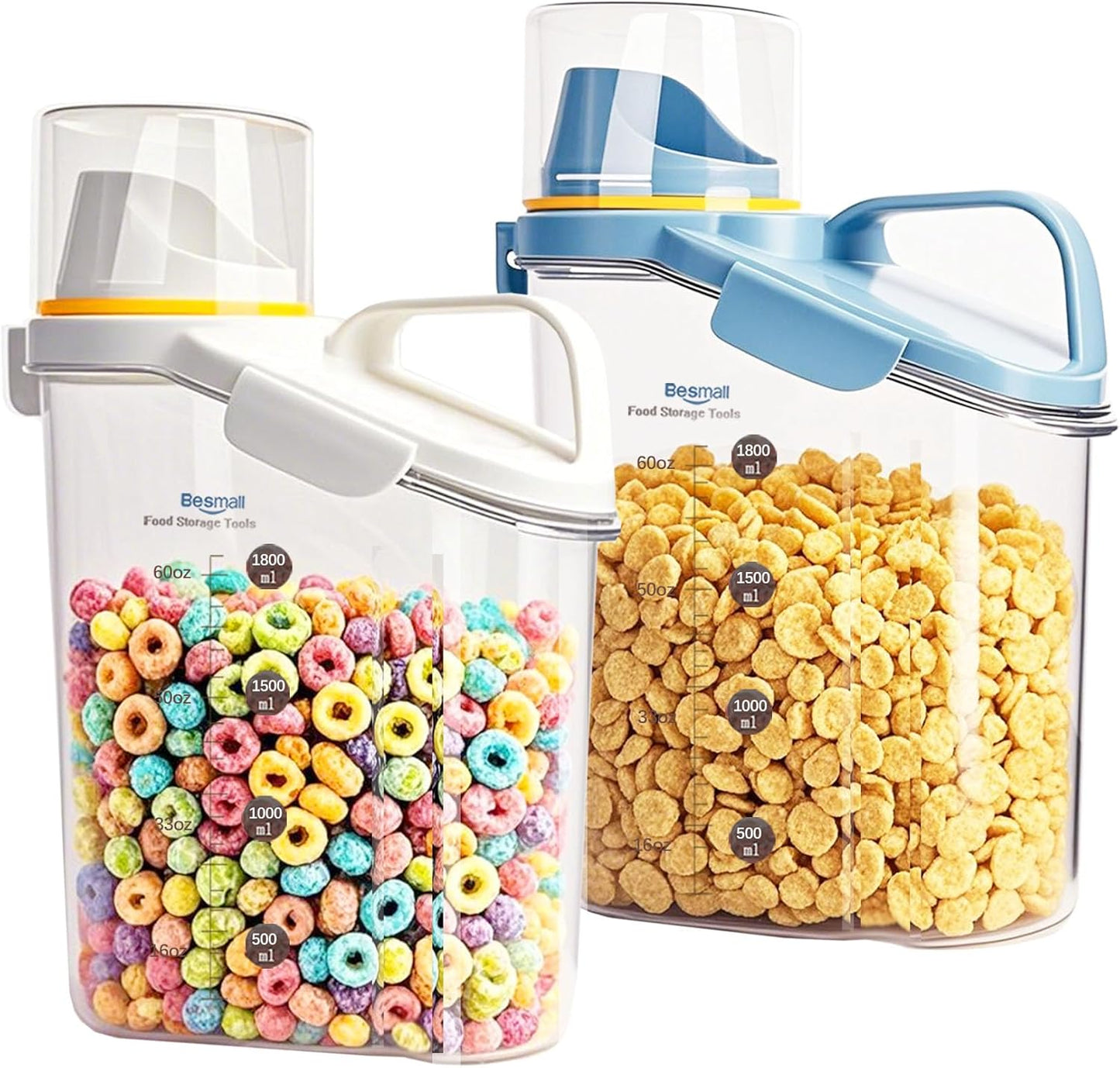 Cereal Containers Storage,2L Airtight Large Dry Food Storage Containers with Pouring Spout, Measuring Cup for Flour and Grain,BPA Free Plastic Dispenser