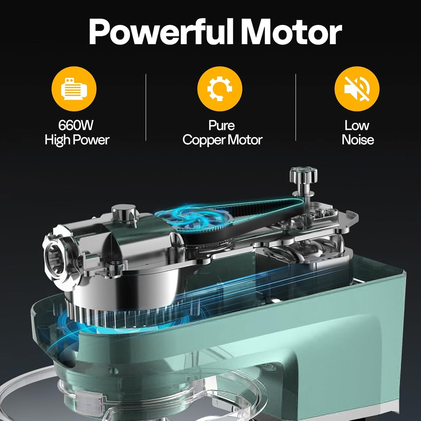 VIVOHOME 6 in 1 Multifunctional Stand Mixer with 8.5 Quart Stainless Steel Bowl, 660W 10 Speed Tilt-Head Meat Grinder, Juice Blender, Vegetable Slicer, Pasta and Cookie Maker, Blue