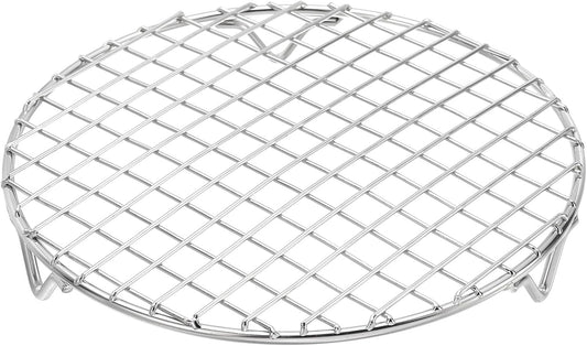 uxcell Round Cooking Rack with Legs, Dia 7.1 Inch 304 Stainless Steel Barbecue Grill for Cooking Baking Barbecue Air Fryer Racks, Silver