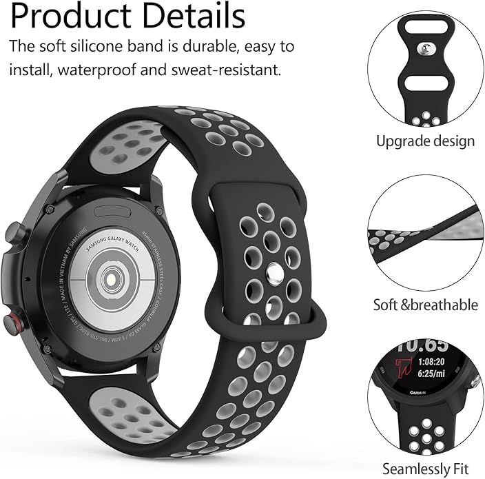 Meliya Bands Compatible with Garmin Forerunner 245/645 & 55/158 Band, 20mm Replacement Soft Silicone Sport Band for Garmin Forerunner 645/245 Music & 55/158 Smart Watch