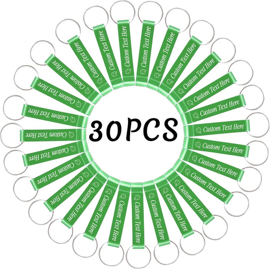 30PCS Personalized Bottle Opener Keychain Bulk Custom Beer Bottle Opener with Logo Text Engraved Wedding Bottle Opener Favors Customized Gifts for Guests Baby Shower Birthday Party-Green