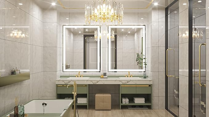 Keonjinn 40 x 32 Inch LED Bathroom Mirror IP54, 6000K(Horizontal/Vertical) 6000K(Horizontal/Vertical)