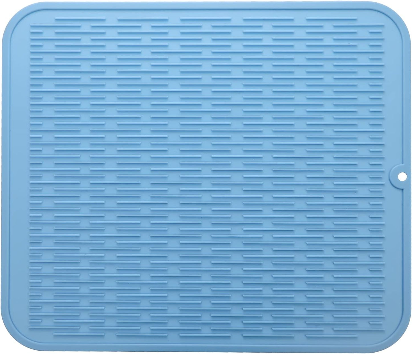 Silicone Dish Drying Mat for Multiple Usage,Easy clean,Eco-friendly,Heat-resistant Silicone Mat for Kitchen Counter or Sink,Refrigerator or Drawer Liner Light Blue 2XL 24 inches x 18 inches