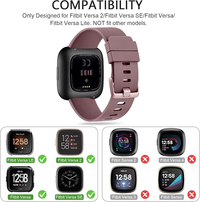 3 Pack Sport Bands Compatible with Fitbit Versa Bands, Classic Soft Sport Replacement Wristbands for Fitbit Versa 2 Smart Watch Women Men
