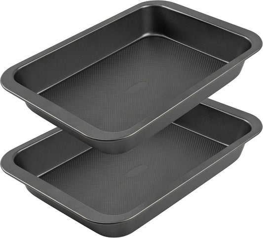 Cake Pan, Nonstick Baking Pan for Cake, Bread, Brownie or Lasagna, Heavy Duty Baking Dish with Diamond Texture Pattern and Wide Grips, Set of 2