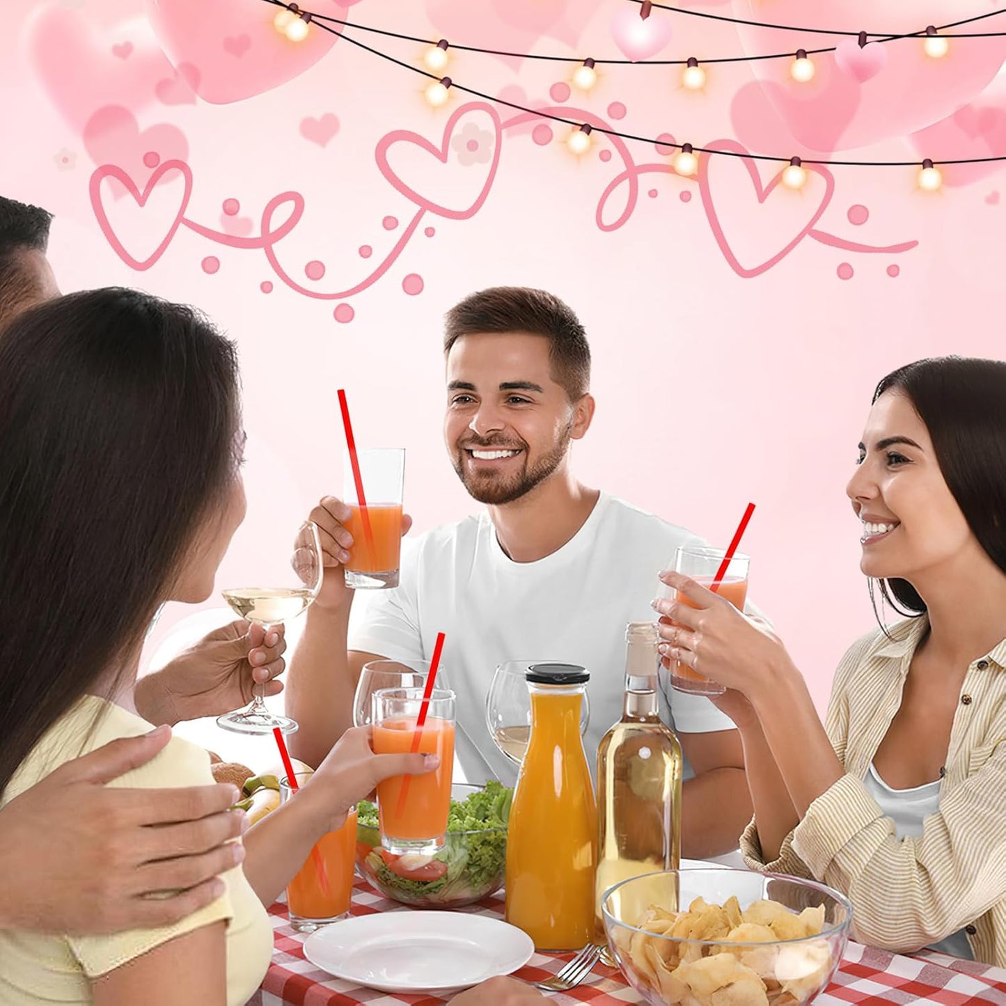 JANYUN 30 Pcs Red Heart Shaped Straws, Reusable Valentines Plastic Drinking Straw for Valentines Day Party Favors Birthday Bridal Shower Wedding Supplies