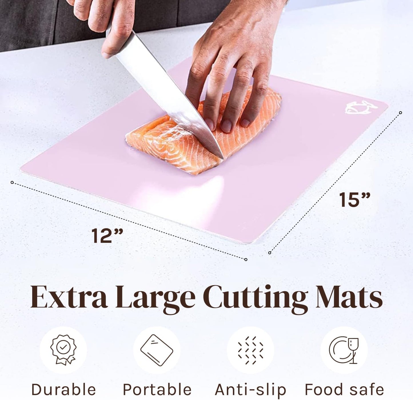 Extra Thick Pastel Flexible Plastic Cutting Board Mats with Food Icons & EZ-Grip Waffle Back, (Set of 6) Dishwasher Safe. Cutting Boards For Kitchen, Cutting Mat, Plastic Cutting Boards