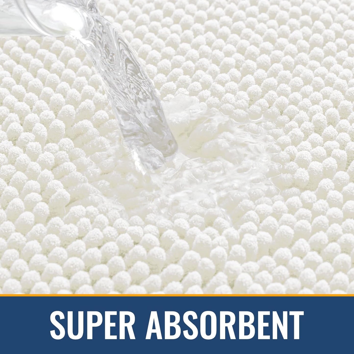 Arotive Bathroom Rugs 24x16, Extra Soft Absorbent Shaggy Chenille Bath Rugs, Machine Washable Rubber Backing Non-Slip Bath Mats for Bathroom Floor Tub and Shower, Home Decor Accessories, Ivory