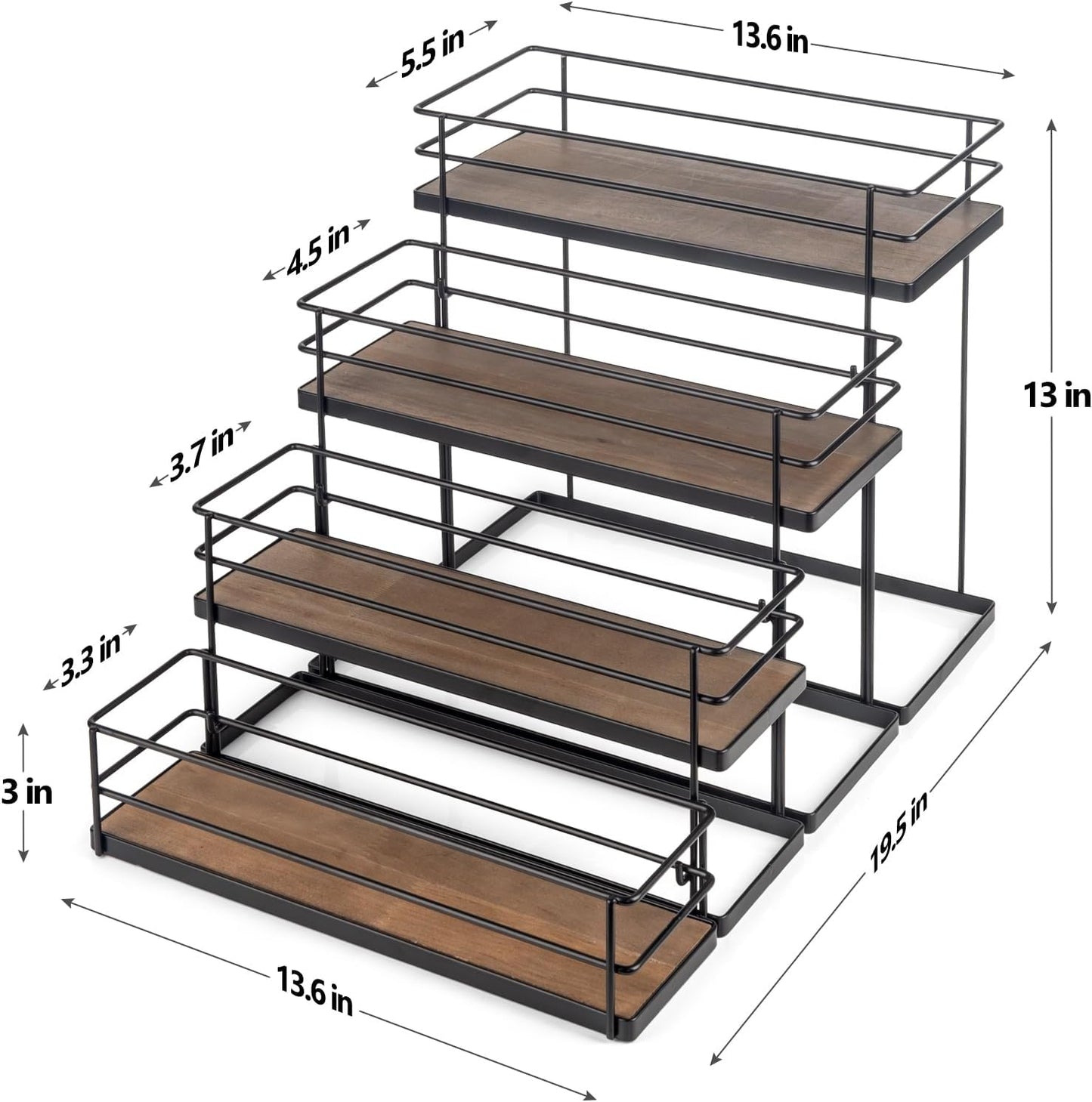 16 Bottle Capacity Coffee Syrup Organizer 4 Tier Coffee Syrup Stand Shelf for Coffee Bar Kitchen Small Wine Rack for Bar Family Storage for Syrup Wine Dressing