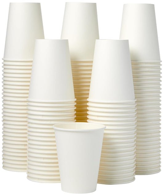 Amazon Basics Disposable Coffee Cups, 12 ounces, Paper, 1000 Count (Pack of 1), White