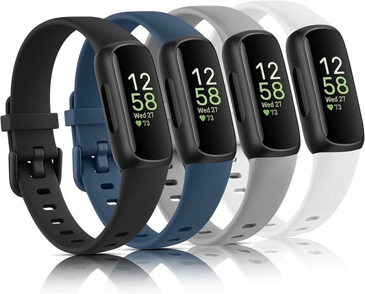 4 Pack Bands for Fitbit Inspire 3 Bands Women Men, Soft Silicone Wristband Sport Replacement Strap for Fitbit Inspire 3 Fitness Tracker