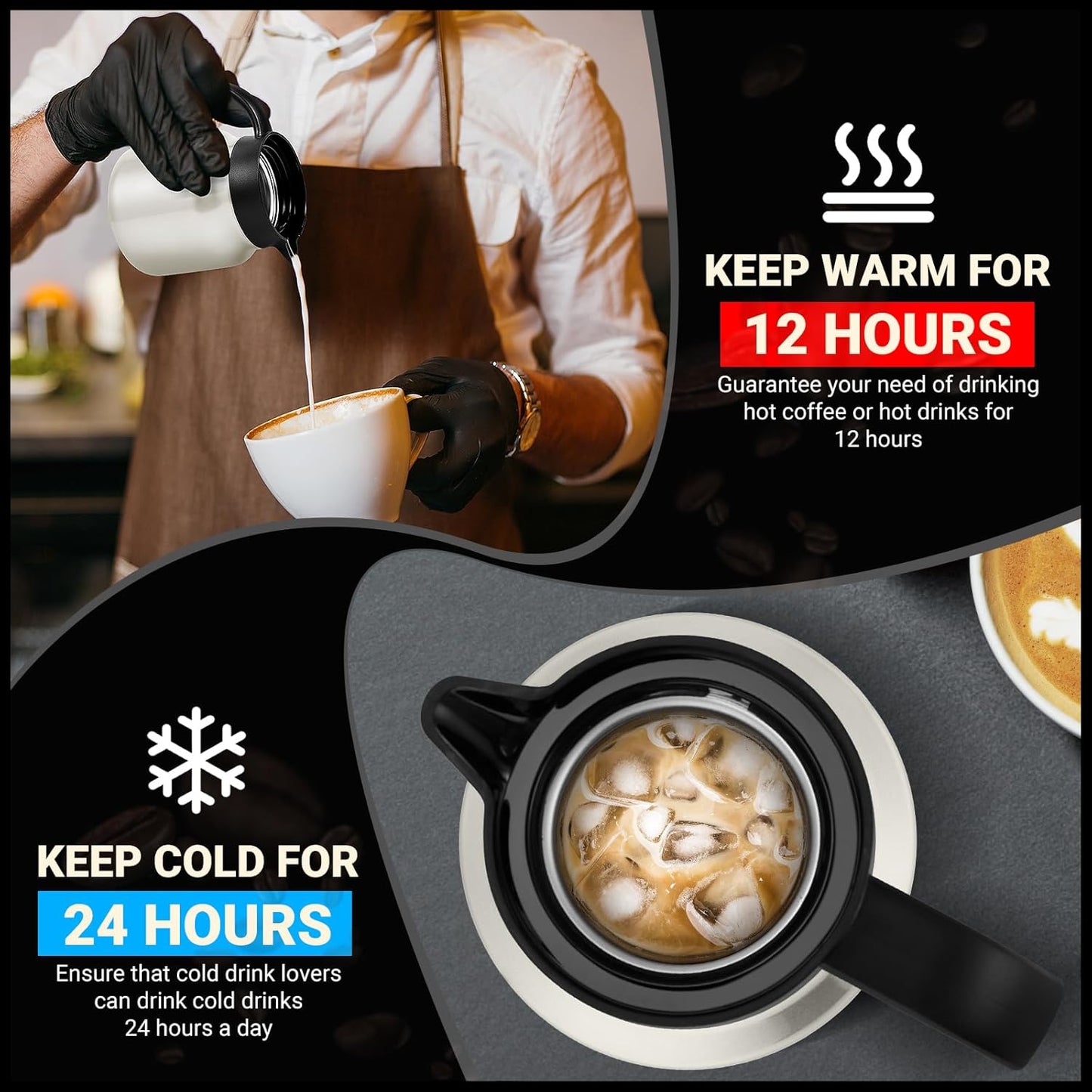 27Oz Thermal Coffee Carafes For Keeping Hot/Cold, Stainless Steel Coffee Carafe, Dustproof Insulated Water Carafe for Party/Home,Cream