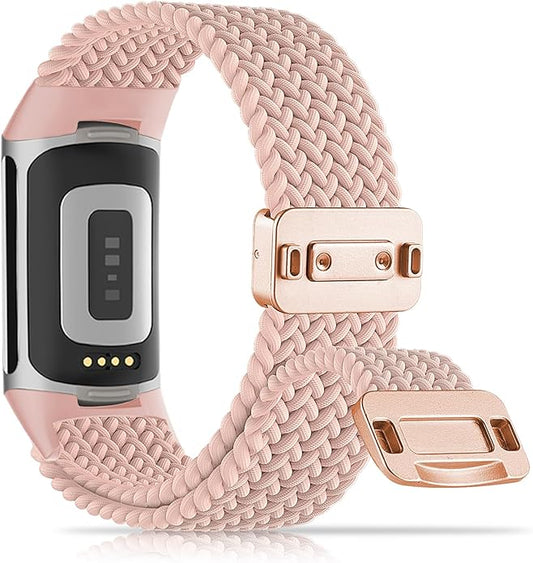 Magnetic Braided Nylon Compatible with Fitbit Charge 6 Bands/Fitbit Charge 5 Bands for Women Men, Soft Sport Stretchy Breathable Strap Replacement Wristband for Charge 6/Charge 5