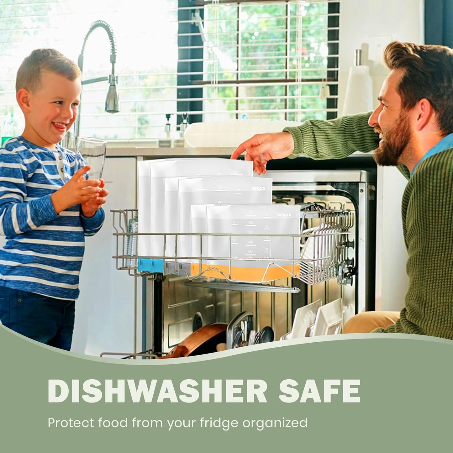 Dishwasher Safe Reusable Storage bags Stand Up - BPA Free Reusable Sandwich bags - Leakproof Gallon Freezer bag, Food Storage bag - Grey 9 Sandwich