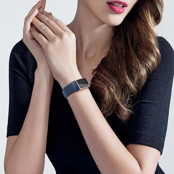 Meliya for Fitbit Charge 6 Bands Women Men, Stainless Steel Metal Mesh Loop Adjustable Magnetic Wristband Replacement Straps Compatible with Fitbit Charge 6 Fitness Tracker