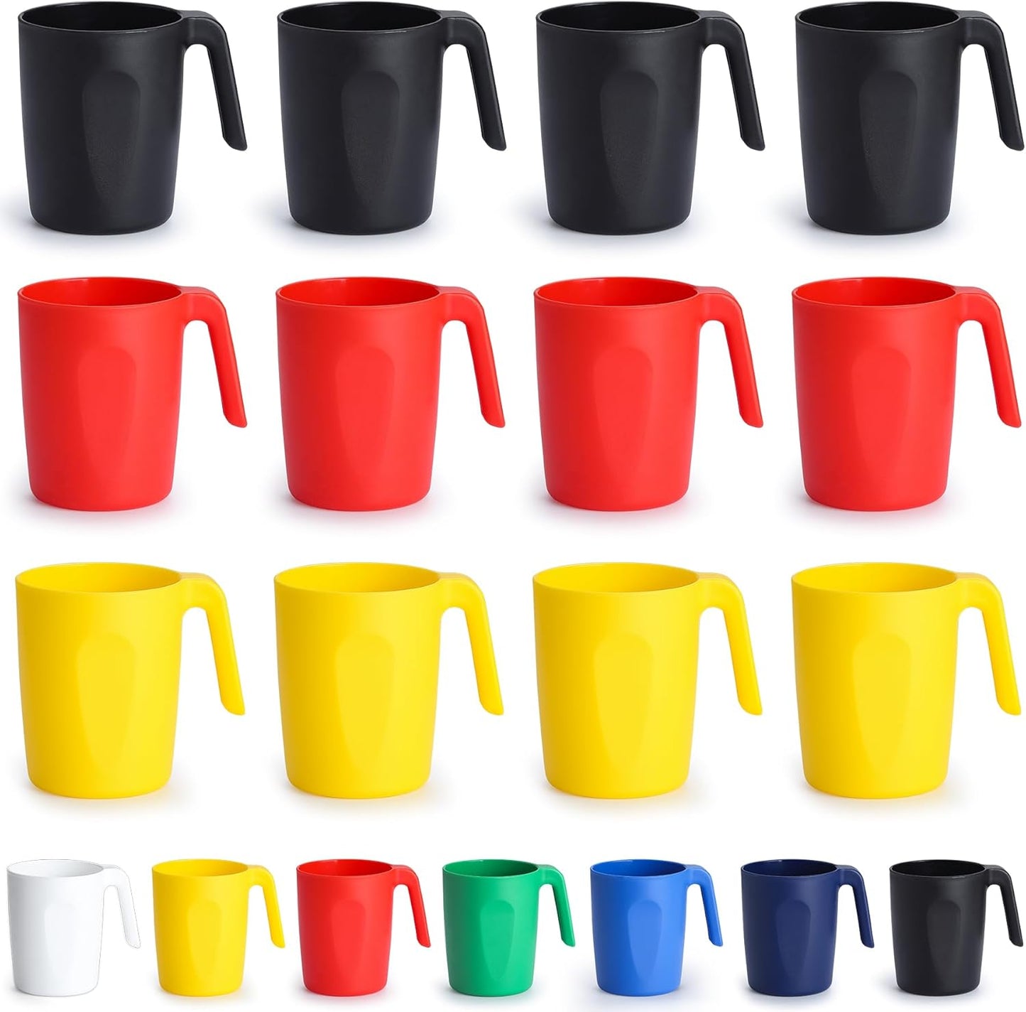 Kyraton Plastic Mug Set 12 Pieces, DE Color Unbreakable And Reusable Light Weight Travel Coffee Mugs Espresso Cups Easy to Carry And Clean, Dishwasher Safe