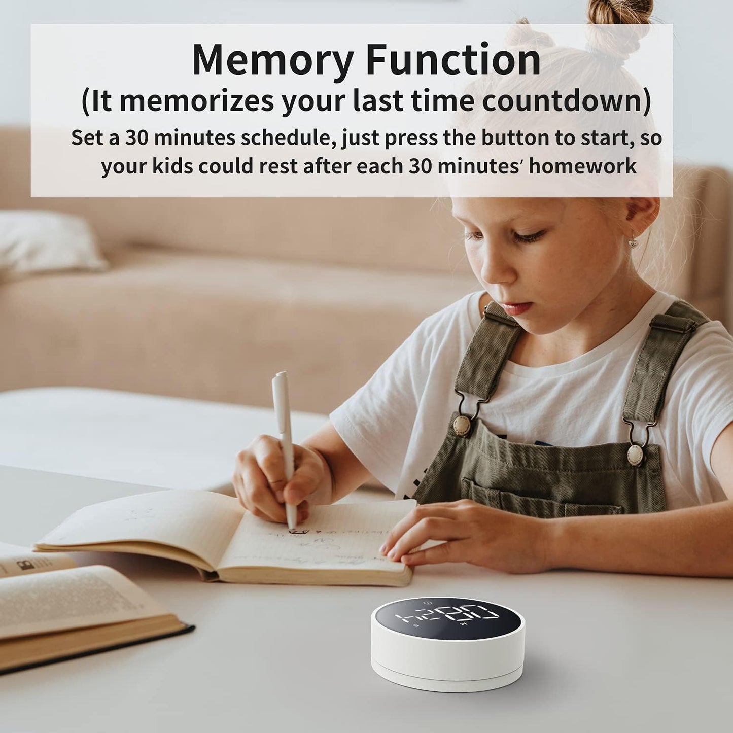 VOCOO Digital Kitchen Timer - Magnetic Countdown Countup Timer with Large LED Display Volume Adjustable, Easy for Cooking and for Seniors and Kids to Use (White)