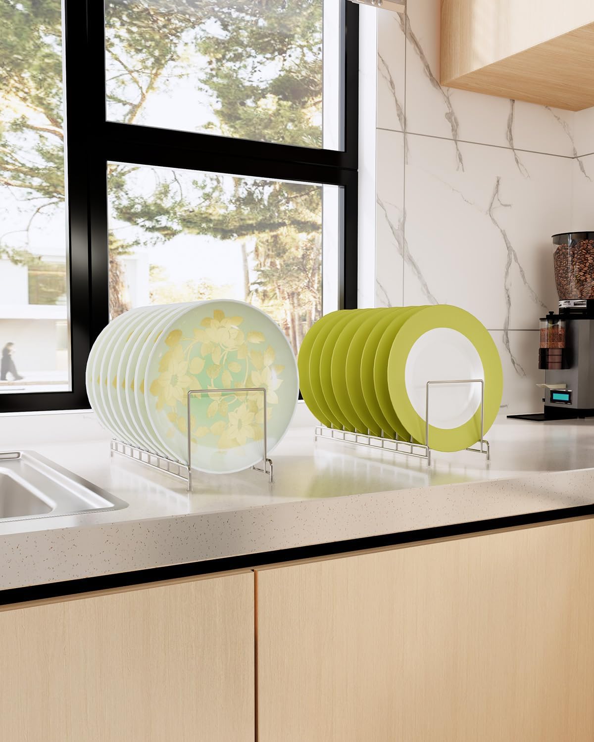 YQh 2 pieces，Kitchen Cabinet Organizer Rack for Cutting Boards, Bakeware, and Pan Storage, Stainless Steel