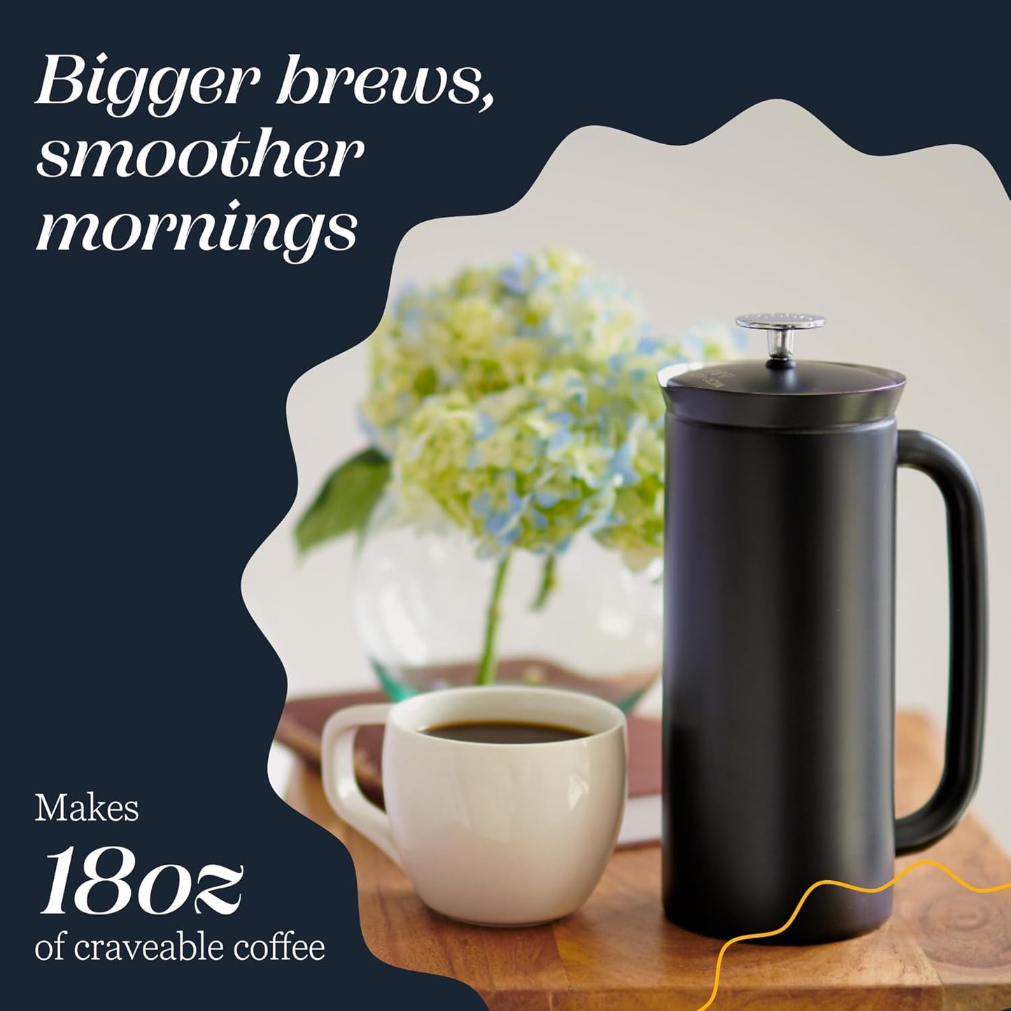 ESPRO P7 French Press Coffee Maker - Double-Walled Stainless Steel Insulated with Micro-Filter, 18 Ounces, Matte Black