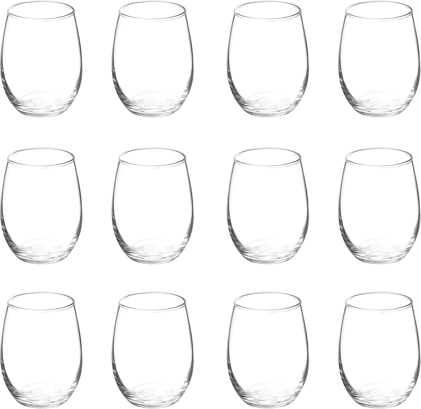 DISCOUNT PROMOS Stemless Wine Glasses by ARC 5.5 oz. Set of 12, Bulk Pack - Perfect for Hotel, Bar, Restaurant or Lounge - Clear