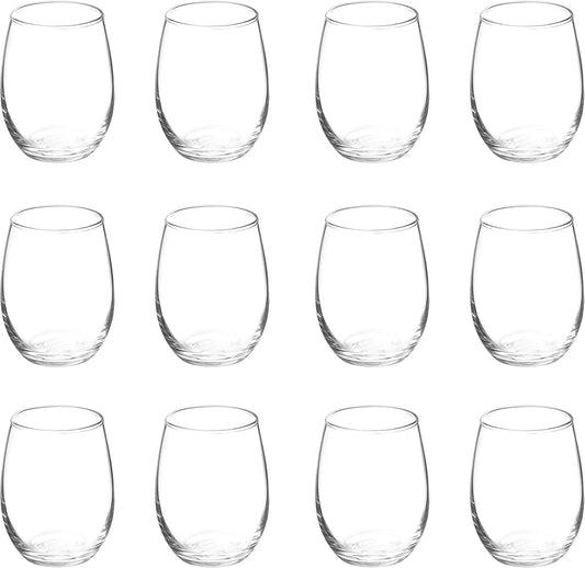DISCOUNT PROMOS Stemless Wine Glasses by ARC 5.5 oz. Set of 12, Bulk Pack - Perfect for Hotel, Bar, Restaurant or Lounge - Clear