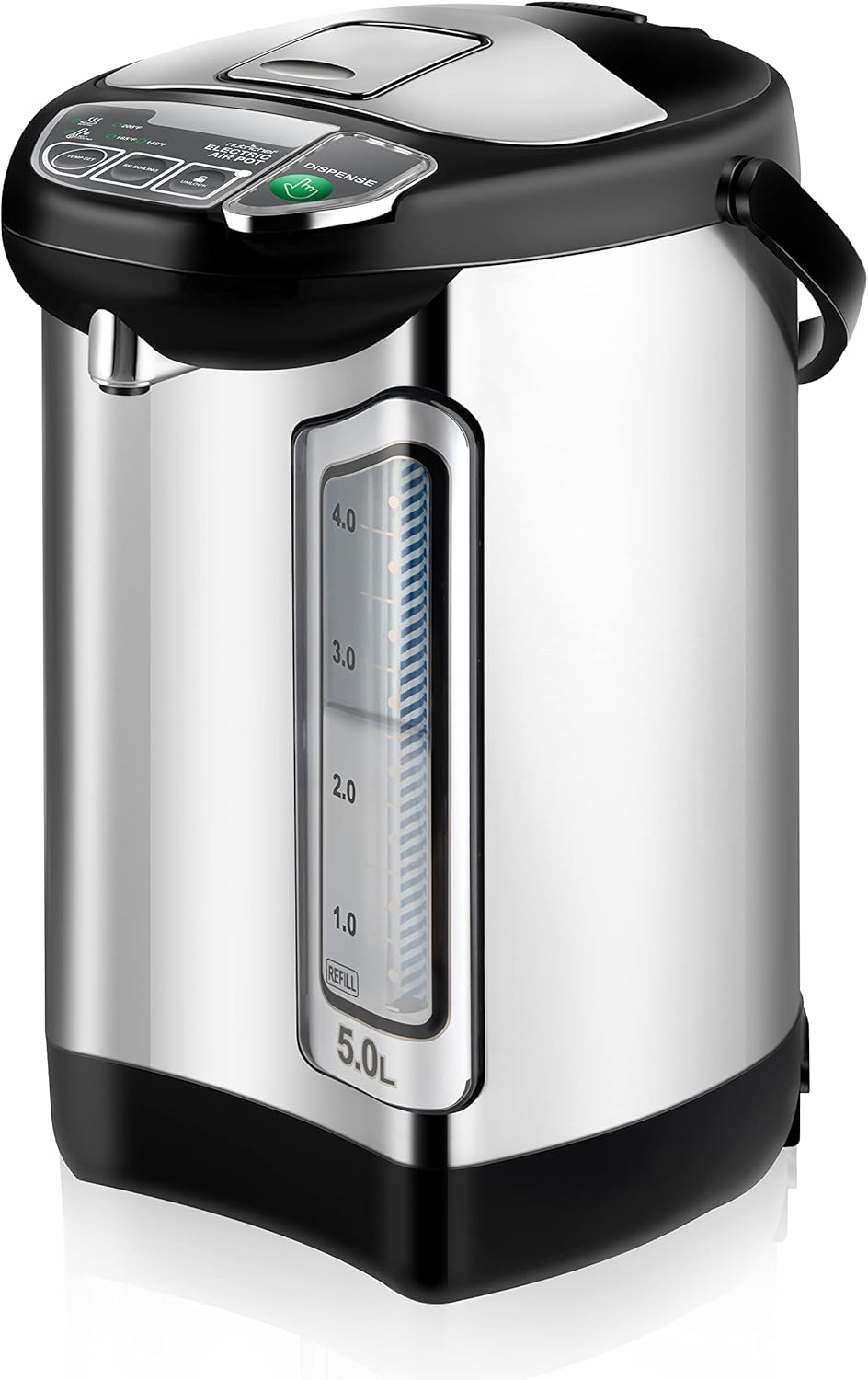 NutriChef Electric Water Boiler and Warmer - 5L/5.28 Qt Stainless Steel Hot Water Dispenser w/Rotating Base, Keep Warm Temperature Set, Auto Shut Off, Safety Lock, Instant Heating for Coffee & Tea