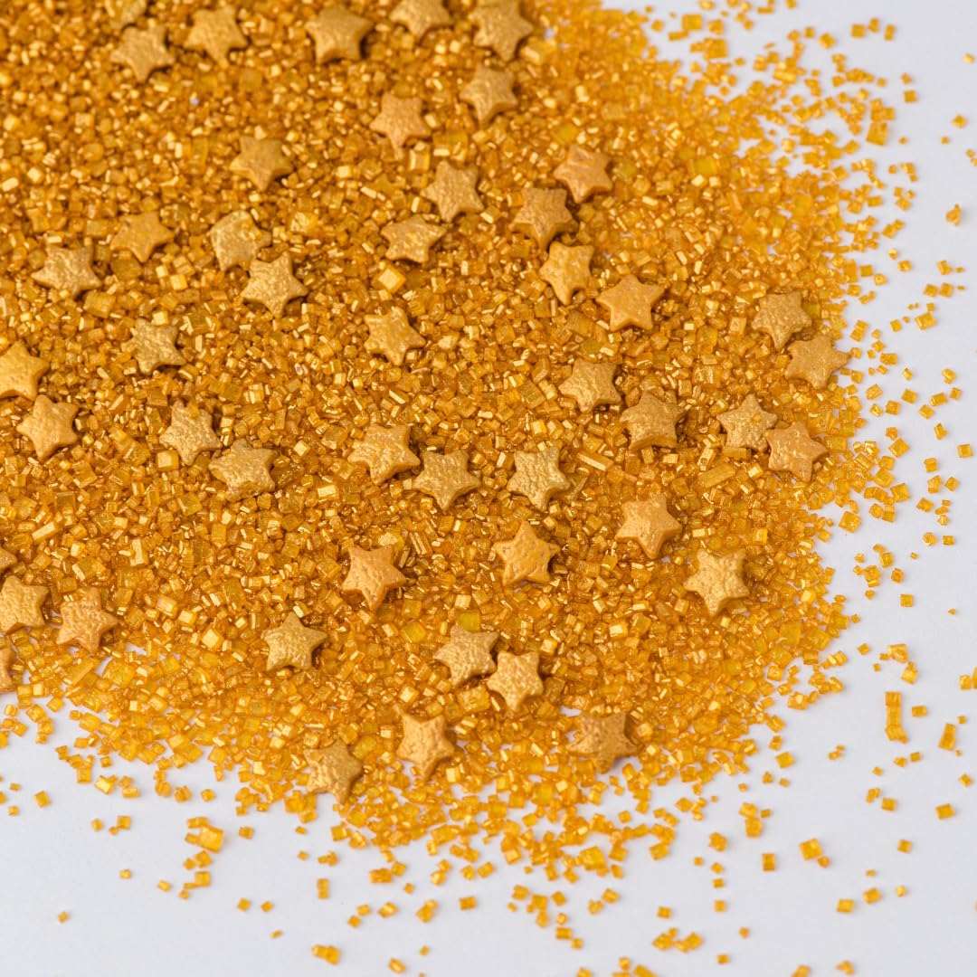 Sweets Indeed Sprinkles, Edible Sprinkle Sugar Mix, Perfect for Cake Decorations, Baking, Ice Cream, Cookies, Cupcake Topper, 5 ounces (Golden Galaxy)