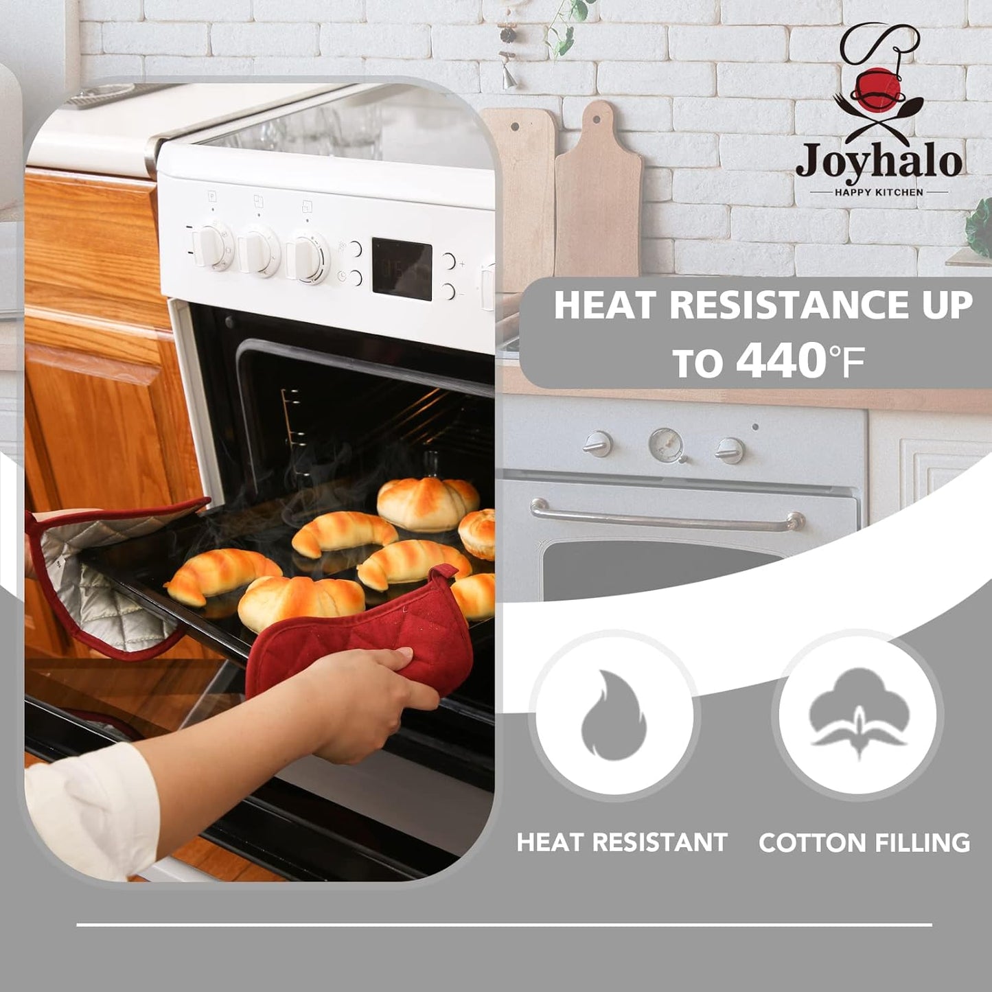Joyhalo 6 Pack Pot Holders for Kitchen,Cotton Oven Holder with Great Heat Resistance,Non Slip Hot Pads for Kitchen Clearance,Dark Red