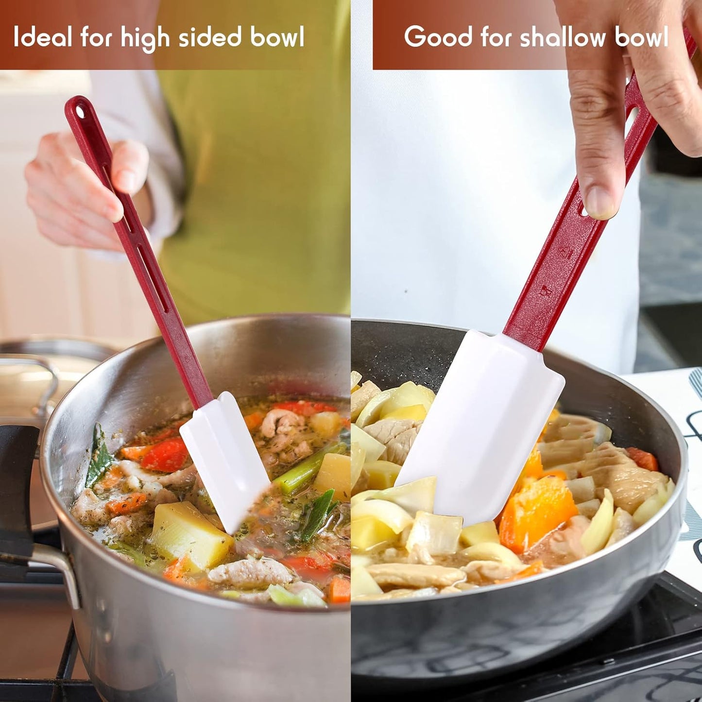 Norme 8 Pcs High Temp Silicone Spatulas Heat Resistant Rubber Spatula Commercial Silicone Scraper with Handle for Kitchen Cook Baking Mixing Utensil, Dishwasher Safe (10 Inch,14 Inch)