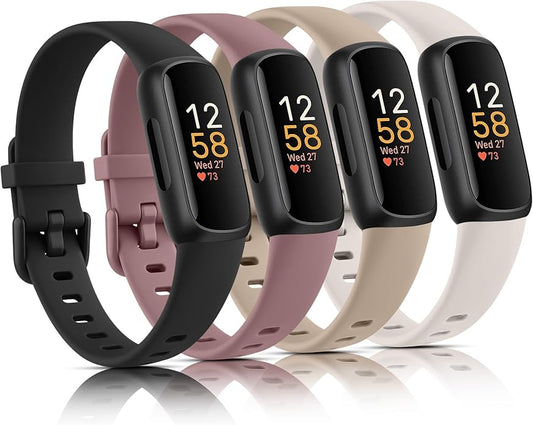 4 Pack Bands for Fitbit Inspire 3 Bands Women Men, Soft Silicone Wristband Sport Replacement Strap for Fitbit Inspire 3 Fitness Tracker