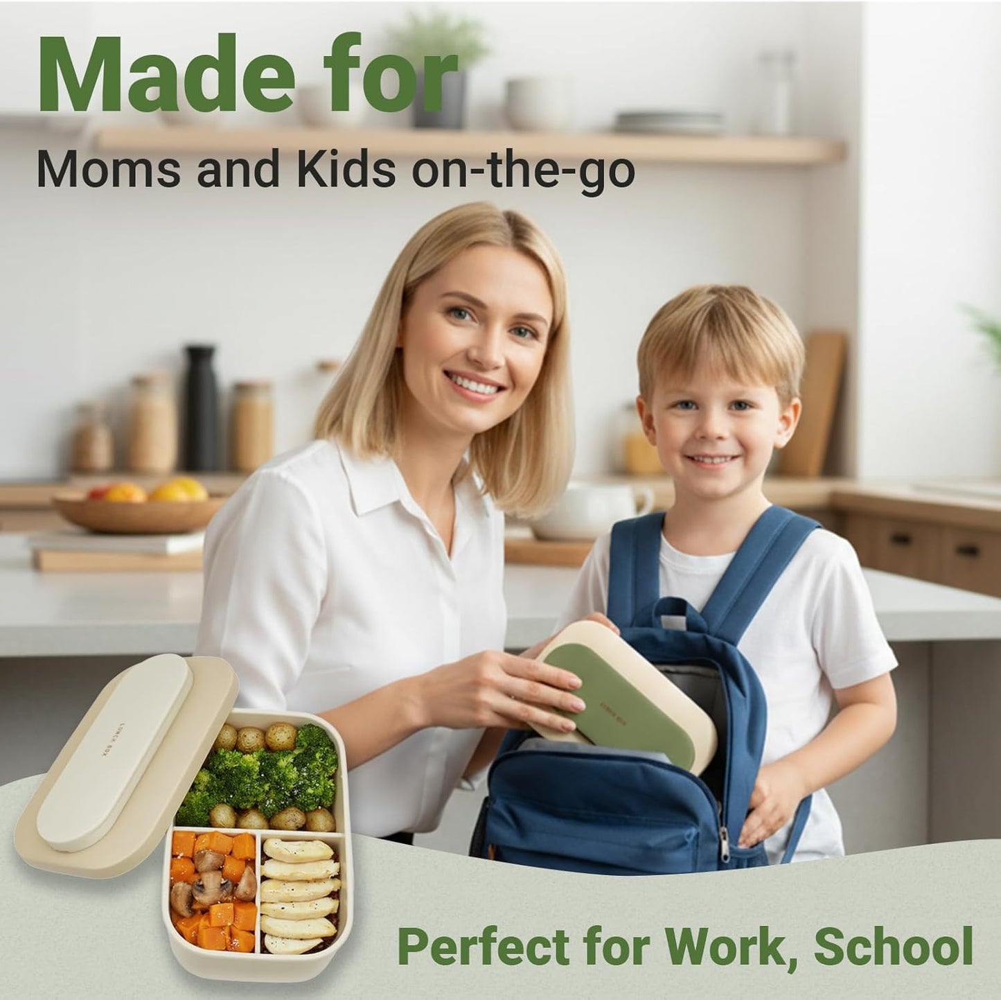 Silicone Bento Box Lunch Box for Adults, Lunch Food Container with 3 Compartment, BPA-Free and Leakproof, Microwave & Dishwasher Safe (Yellow)