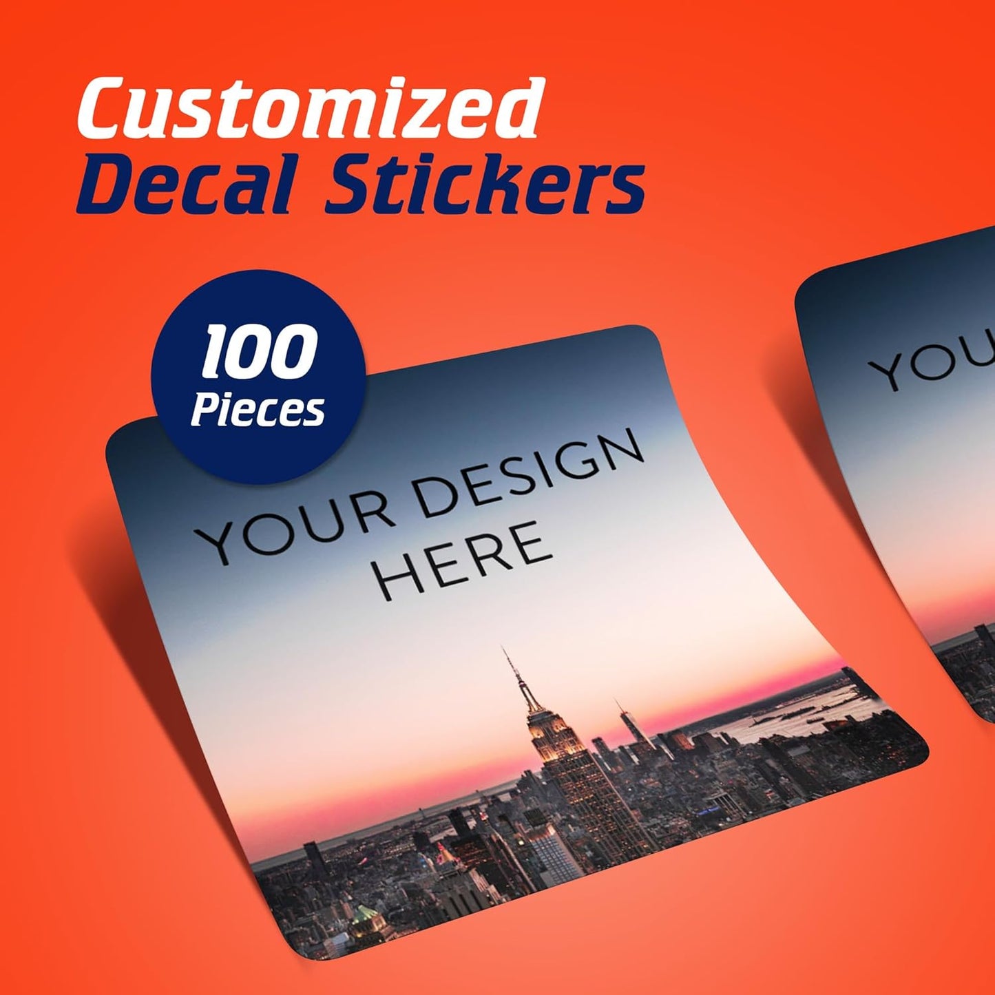 100 Custom Vinyl Stickers - Upload Your own Image, Text, Design, Logo - Personalized Logo Labels for Handmade, Packaging, Bottle, Jars, Candle, Brand Stickers (City, 6x6 Square)