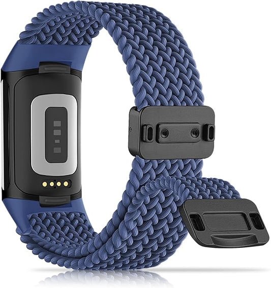 Magnetic Braided Nylon Compatible with Fitbit Charge 6 Bands/Fitbit Charge 5 Bands for Women Men, Soft Sport Stretchy Breathable Strap Replacement Wristband for Charge 6/Charge 5