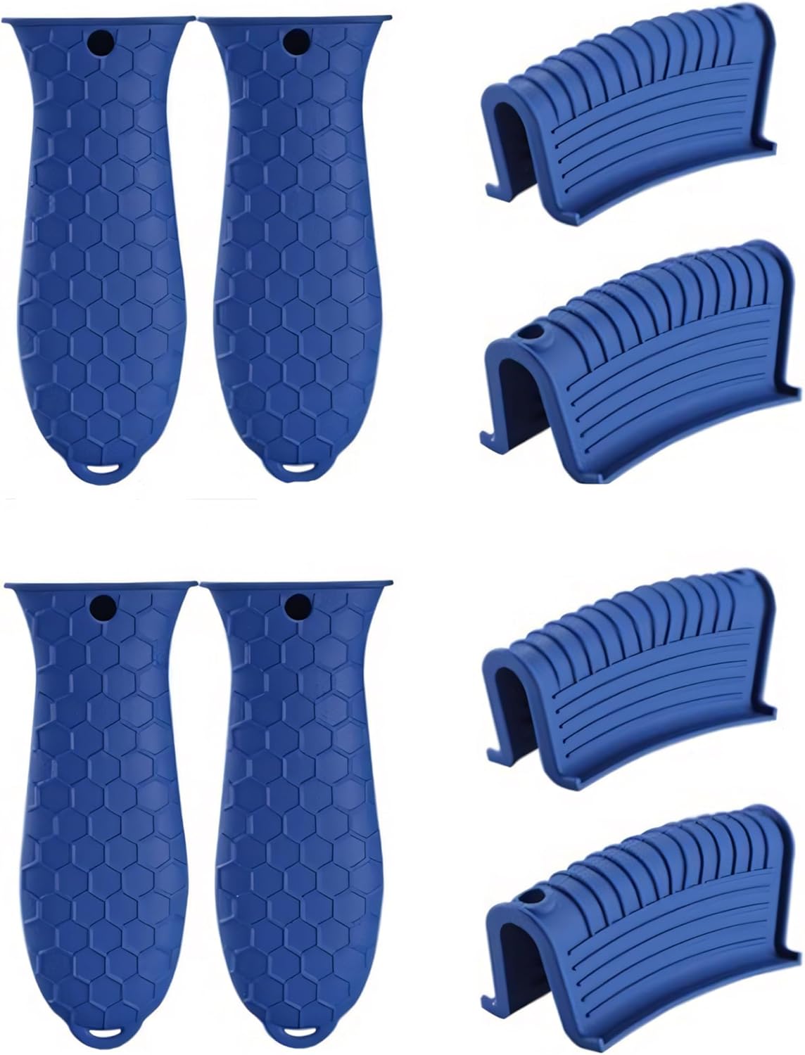 8 Pieces Silicone Hot Tool Holder Heat Resistant Potholder Cookware Handle Non Slip Rubber Pot Holders Handles Grip Covers for Cast Iron Skillet Silicone Cooking Kitchen Suits (Blue)