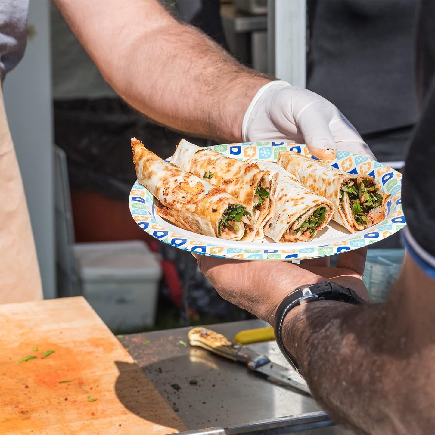 MUCHII Paper Plates 10 Inch, 120 Count Disposable Paper Plates Bulk, Soak and Cut Proof for Party,Picnic, Family Gatherings