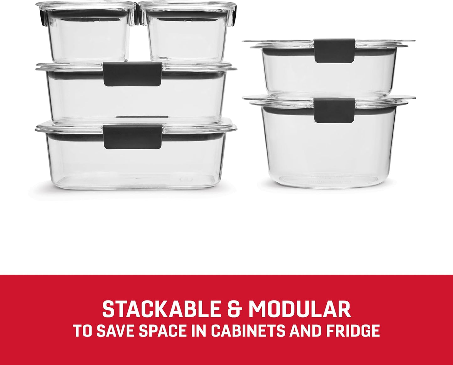 Rubbermaid Brilliance® Round and Rectangular Leak Proof Food Storage Containers, 12 Piece Set