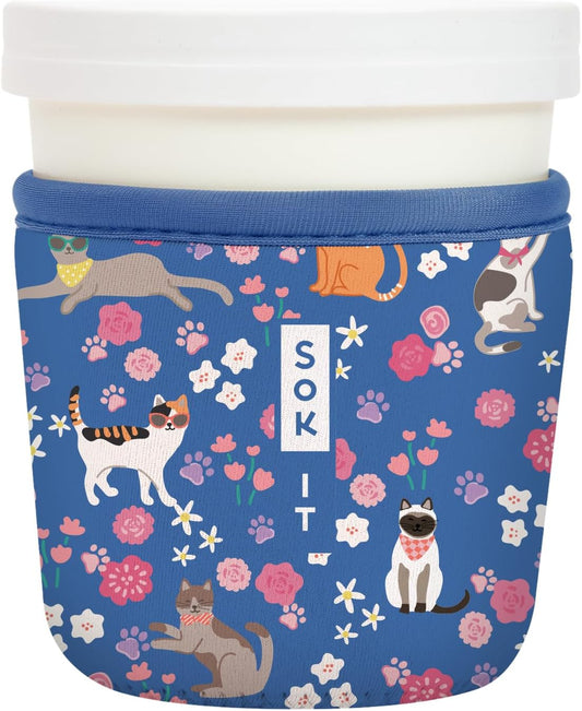 Sok It IceCreamSok Insulated Neoprene Cover (Purr-fection, Tapered Ice Cream Pints)