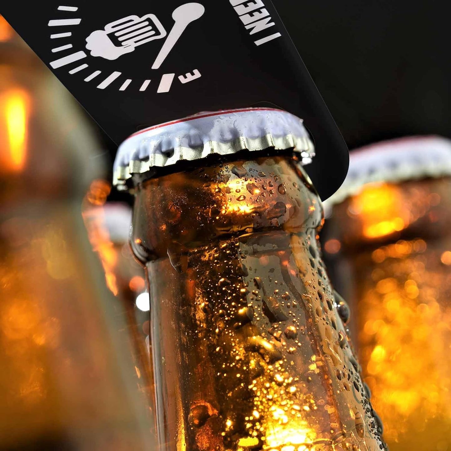 I Need Beer Stainless Steel Bottle Opener Beer Fuel Design Lnspirational Black Flat Beer Bottle Opener Keychain for Home Kitchen Bar Restaurant Party Birthday Gift