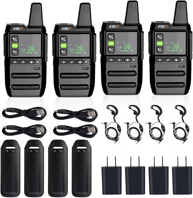 KSUN Walkie Talkies for Adults Rechargeable with Earpiece 22 FRS GZ20 (4 (4 Pack)