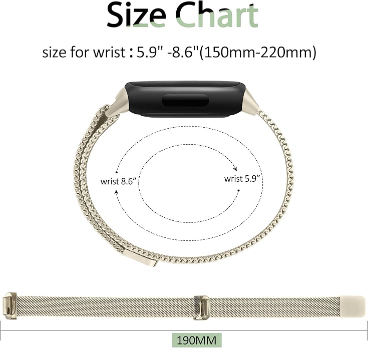 Meliya Metal Band for Fitbit Inspire 3 Bands Women Men, Stainless Steel Metal Mesh Loop Adjustable Magnetic Wristband Replacement Straps for Fitbit Inspire 3