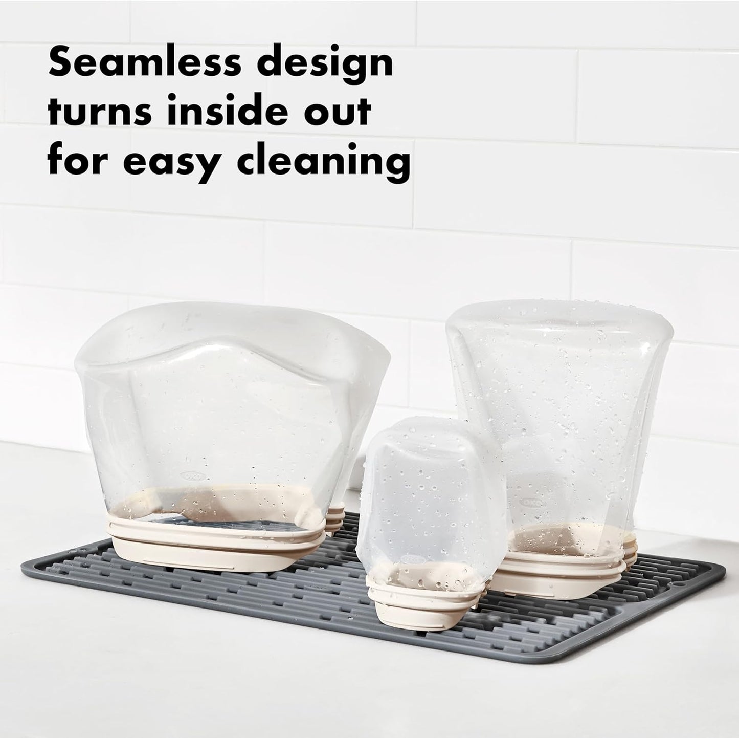 OXO Good Grips Silicone Reusable Bag – Stand-Up Snack (12 oz) – Oat